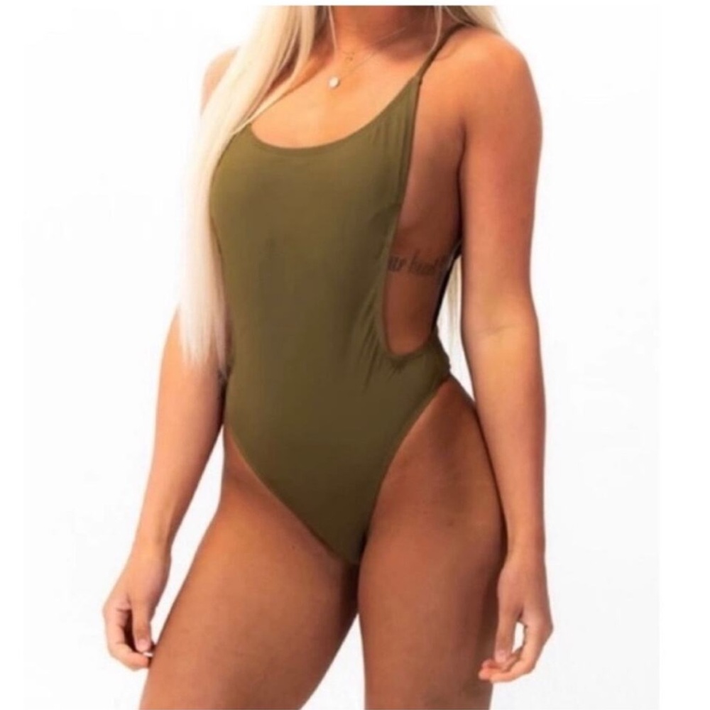 Sunny Co. Clothing Olive Green The Pamela One Piece Swimsuit - Size Medium